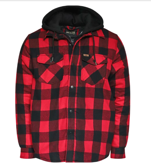 Men's Quilted Flannel Jacket with Hood TK-1687 - Image 3