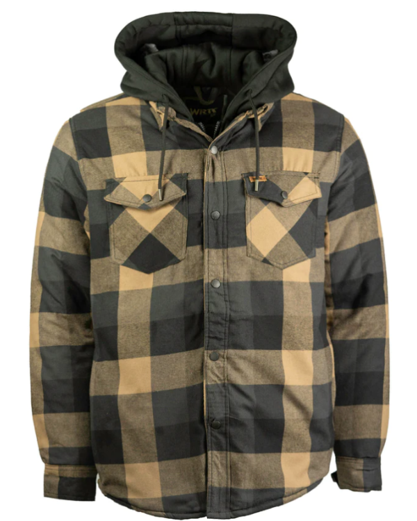 Men's Quilted Flannel Jacket with Hood TK-1687