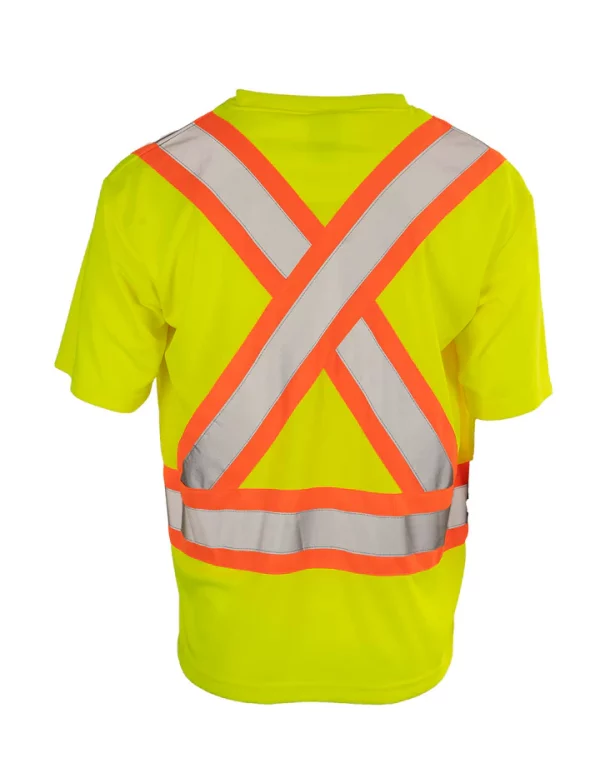 Hi-Vis V-Neck Short Sleeve Safety Tee Shirt - Image 2