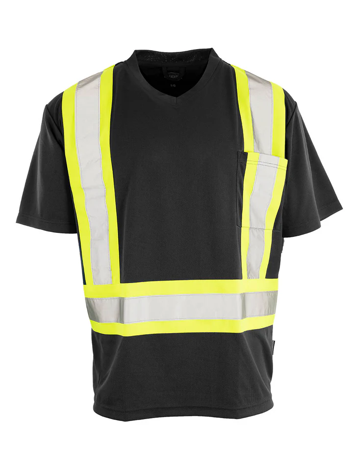 Hi-Vis V-Neck Short Sleeve Safety Tee Shirt