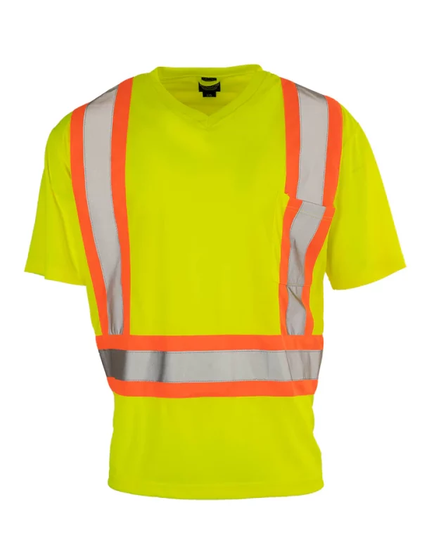 Hi-Vis V-Neck Short Sleeve Safety Tee Shirt - Image 5