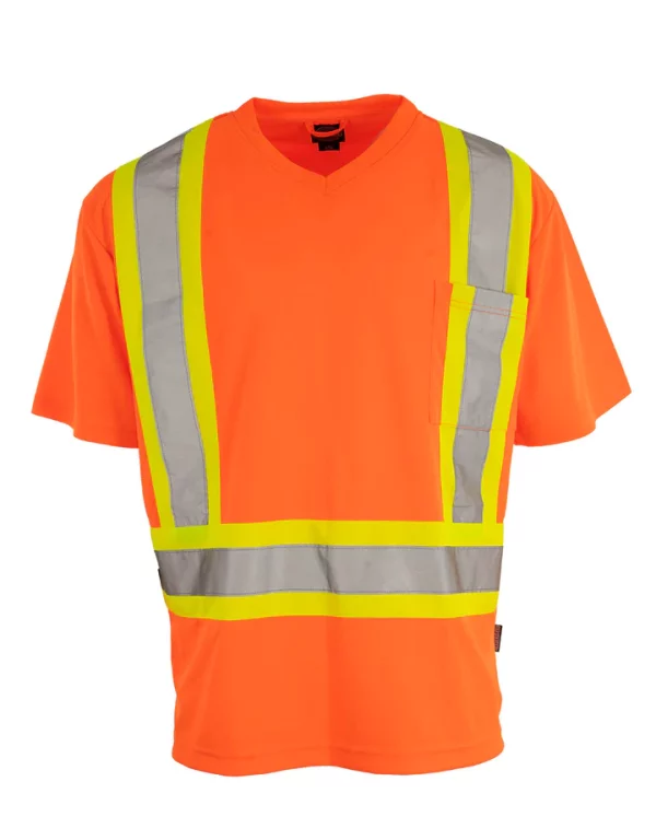 Hi-Vis V-Neck Short Sleeve Safety Tee Shirt - Image 4