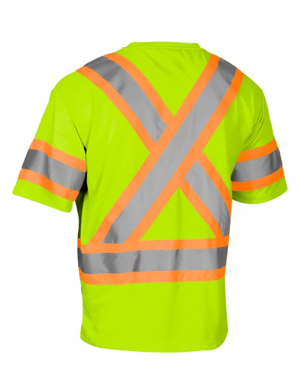 Hi-Vis Crew Neck Short Sleeve Safety Tee Shirt with Chest Pocket and Arm Bands - Image 8