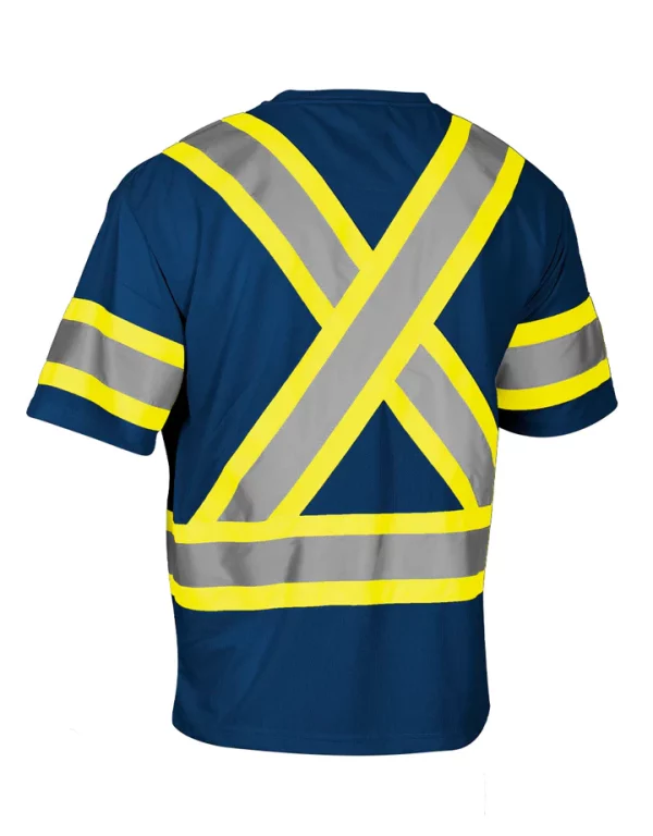 Hi-Vis Crew Neck Short Sleeve Safety Tee Shirt with Chest Pocket and Arm Bands - Image 6