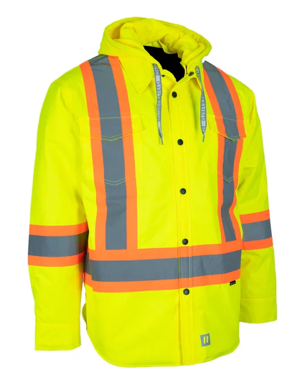 Hi-Vis Hoodie Shacket with Detachable Hood