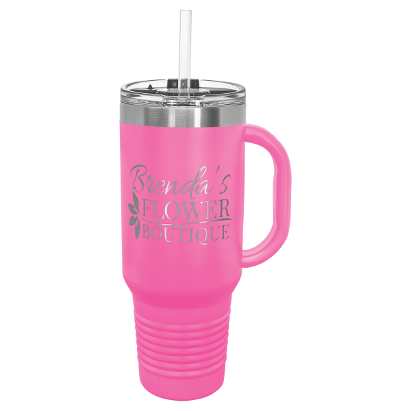 Polar Camel 40 oz. Black Travel Mug with Handle, Straw Included - LTM74 - Image 18