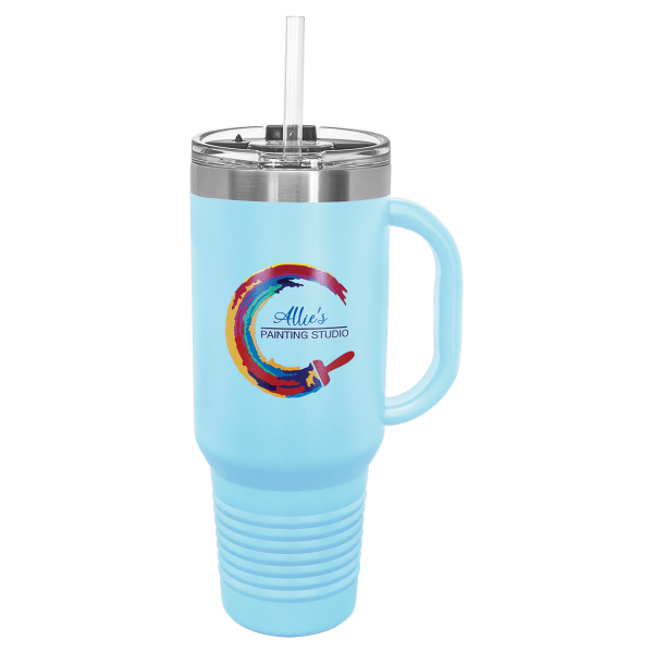 Polar Camel 40 oz. Black Travel Mug with Handle, Straw Included - LTM74 - Image 14