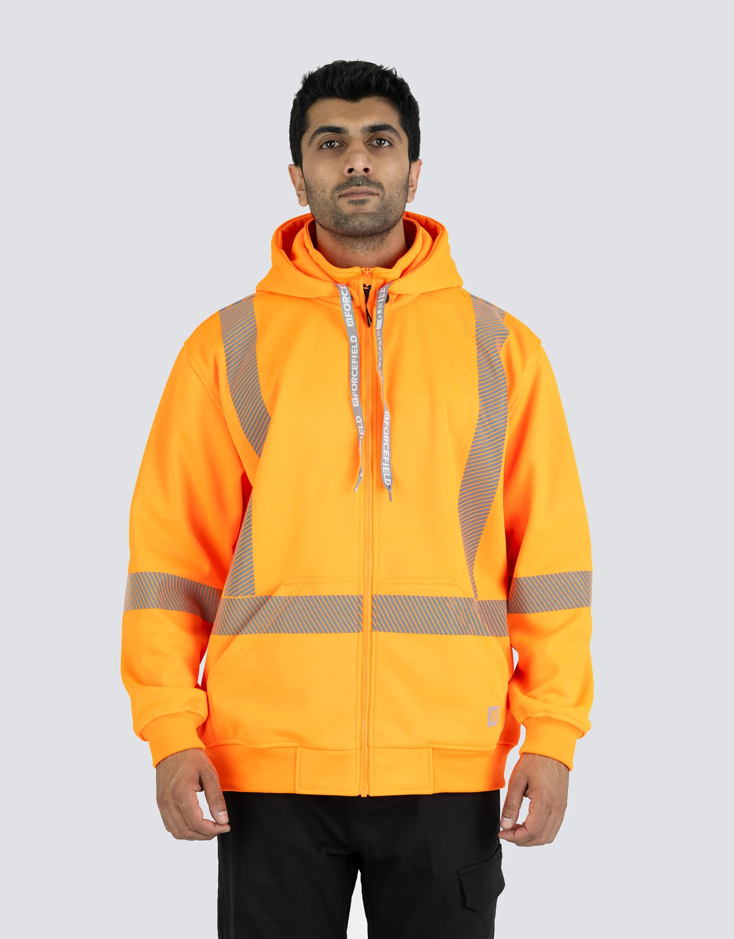 Hi Vis Safety Hoodie with Segmented Reflective Tape and Detachable Hood 024-P844SEG