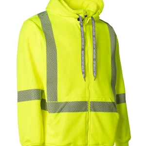 Hi Vis Safety Hoodie with Segmented Reflective Tape and Detachable Hood 024-P844SEG