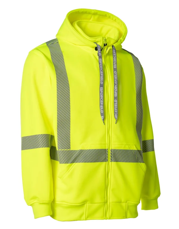 Hi Vis Safety Hoodie with Segmented Reflective Tape and Detachable Hood 024-P844SEG - Image 4