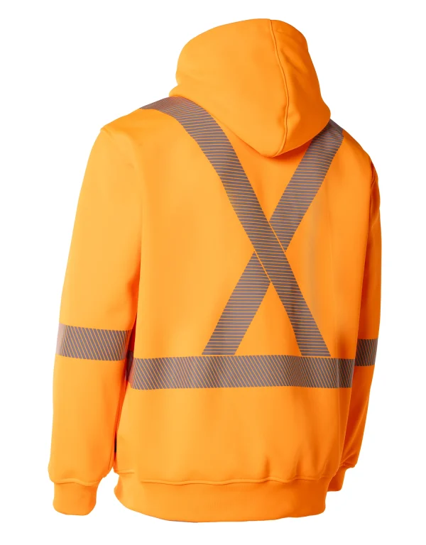 Hi Vis Safety Hoodie with Segmented Reflective Tape and Detachable Hood 024-P844SEG - Image 2