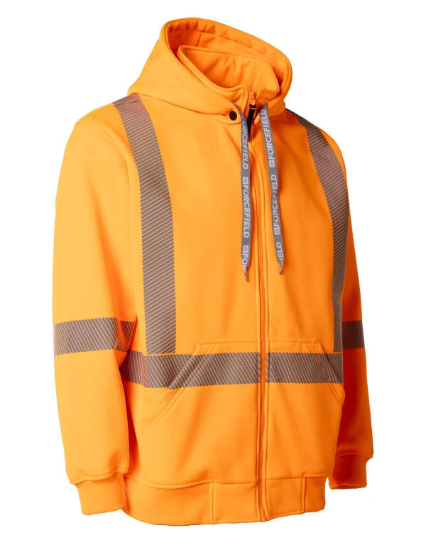 Hi Vis Safety Hoodie with Segmented Reflective Tape and Detachable Hood 024-P844SEG - Image 3