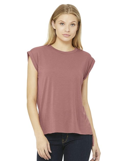 Bella + Canvas – Women’s Flowy Rolled Cuffs Muscle Tee 8804