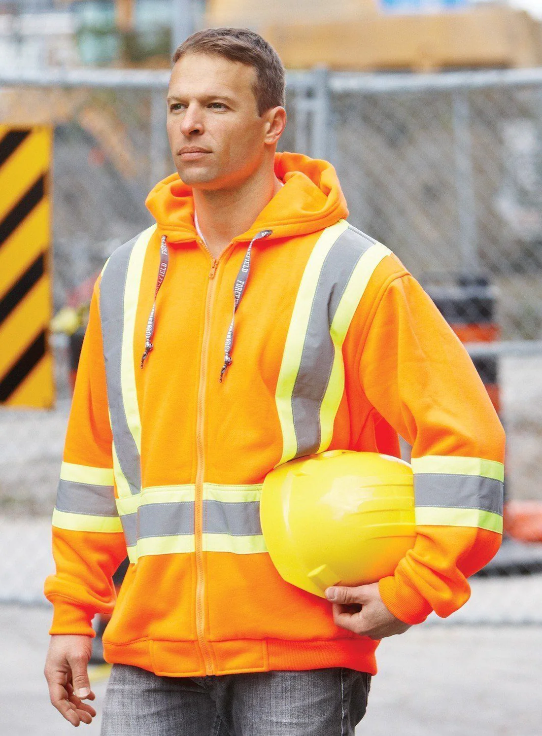 Deluxe Hi Vis Safety Hoodie with Attached Hood 024-P834J