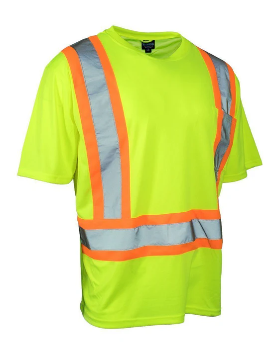 Ultrasoft Hi Vis Crew Neck Short Sleeve Safety Tee Shirt with Chest Pocket 022-SXCBE