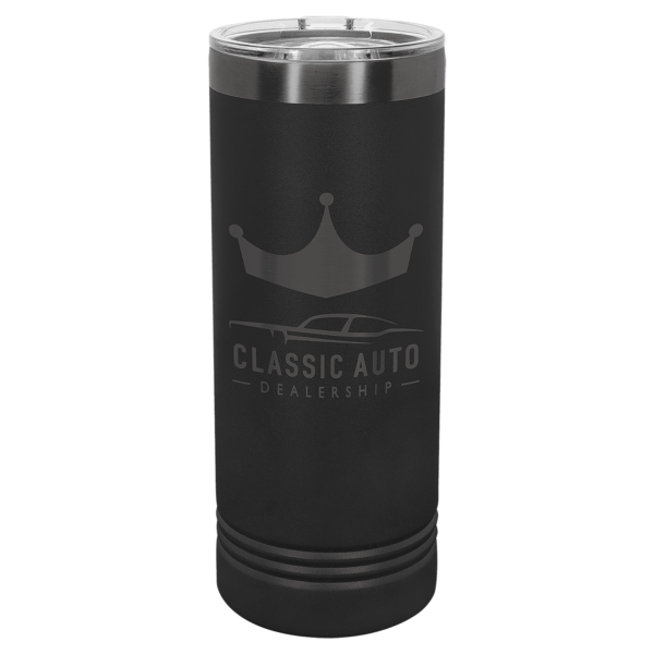 Polar Camel 22oz. Black/Ghost Black ION-Plated Skinny Tumbler with Slider Lid - LTM7030
