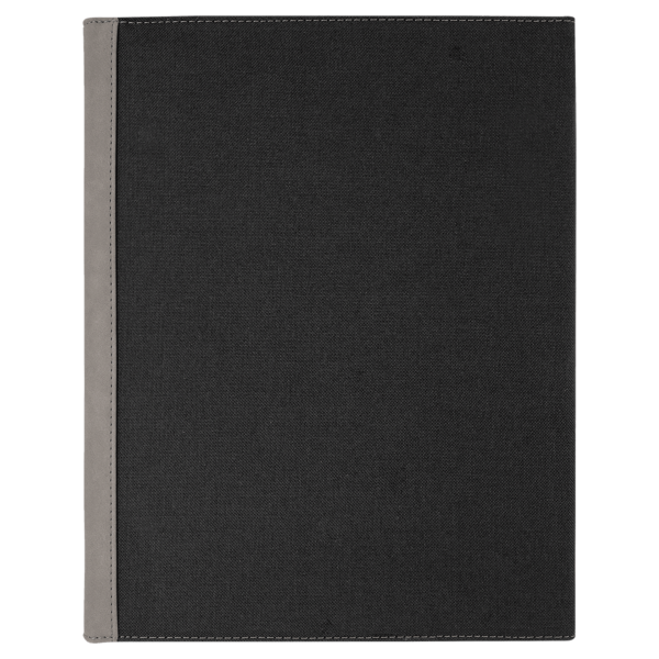 9 1/2" x 12" Gray Laserable Leatherette / Black Canvas Portfolio w / Notepad - GFT1215 - Image 4
