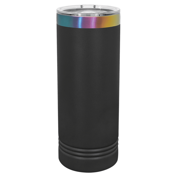 Polar Camel 22 oz. Black/Prism ION-Plated Skinny Tumbler with Slider Lid - LTM7065 - Image 2