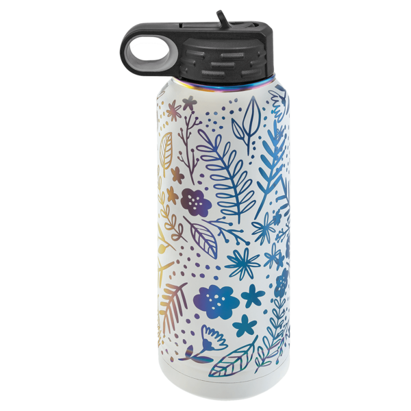 Polar Camel 32 oz. White/Prism ION-Plated Water Bottle - LWB251