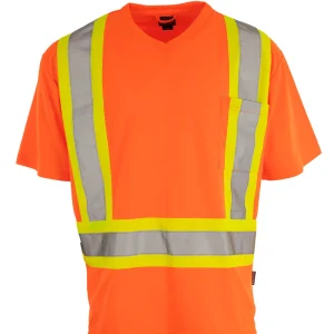 Hi Vis V-Neck Short Sleeve Safety Tee Shirt - 022-BEPCSA