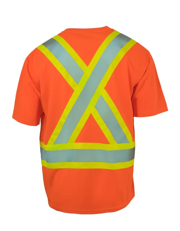 Hi Vis Crew Neck Short Sleeve Safety Tee Shirt with Chest Pocket - 022-CBECSA - Image 7