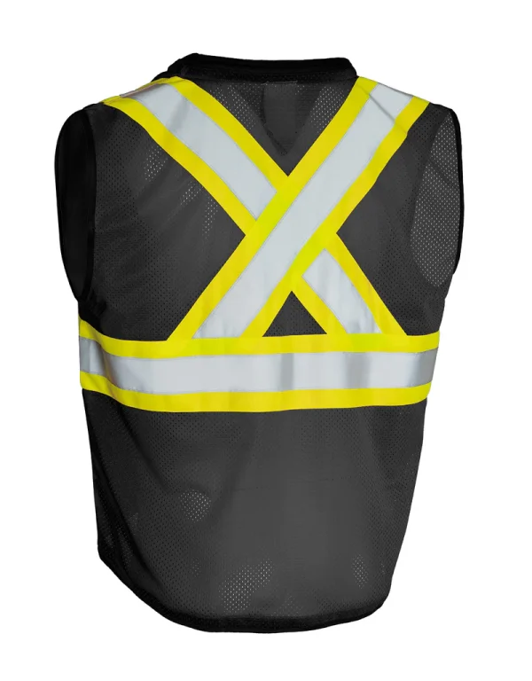Hi Vis Traffic Safety Vest with Zipper Front, Tricot Polyester - 022-TV188 - Image 9