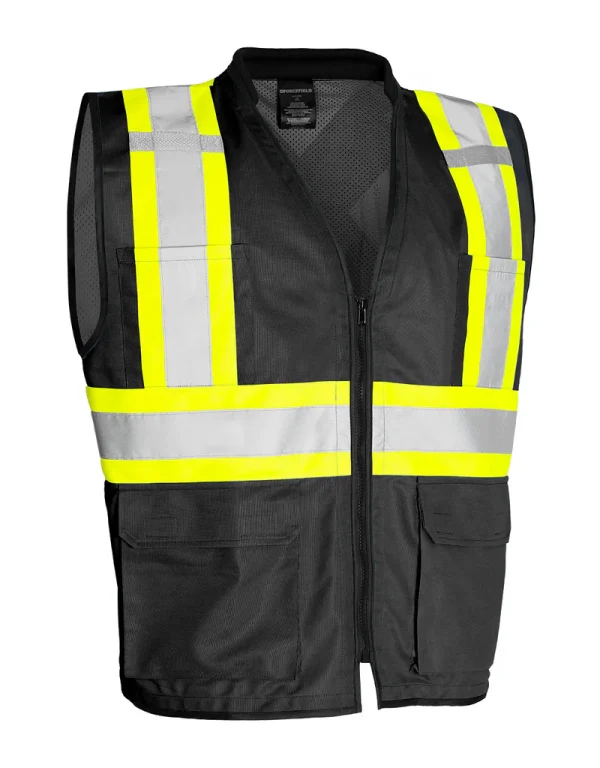 Hi Vis Traffic Safety Vest with Zipper Front, Tricot Polyester - 022-TV188 - Image 8