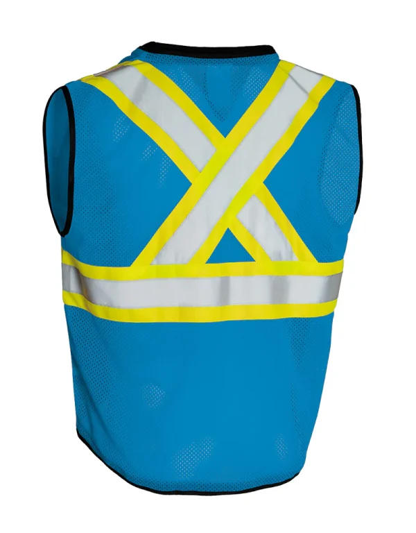 Hi Vis Traffic Safety Vest with Zipper Front, Tricot Polyester - 022-TV188 - Image 3