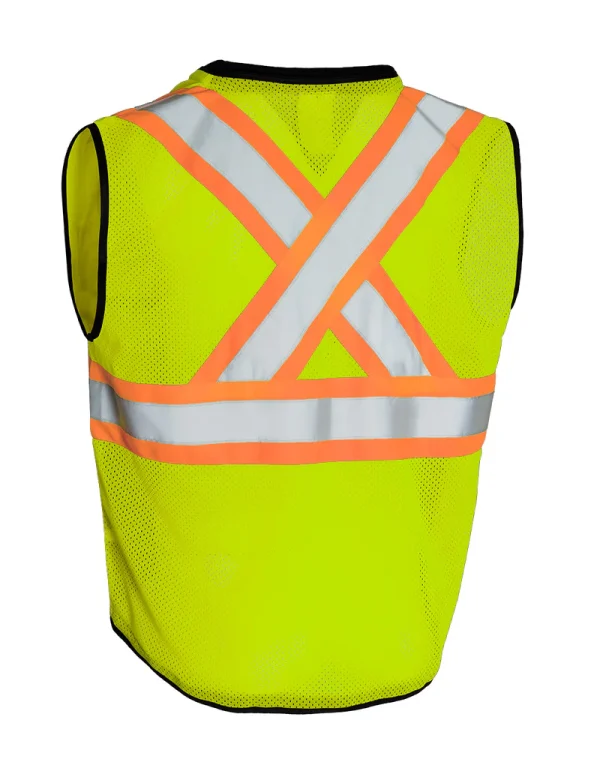 Hi Vis Traffic Safety Vest with Zipper Front, Tricot Polyester - 022-TV188 - Image 5