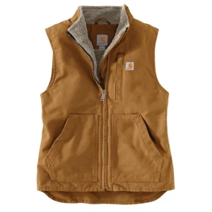 Carhartt Women's Loose Fit Washed Duck Sherpa Lined Mock Neck Vest - 104224
