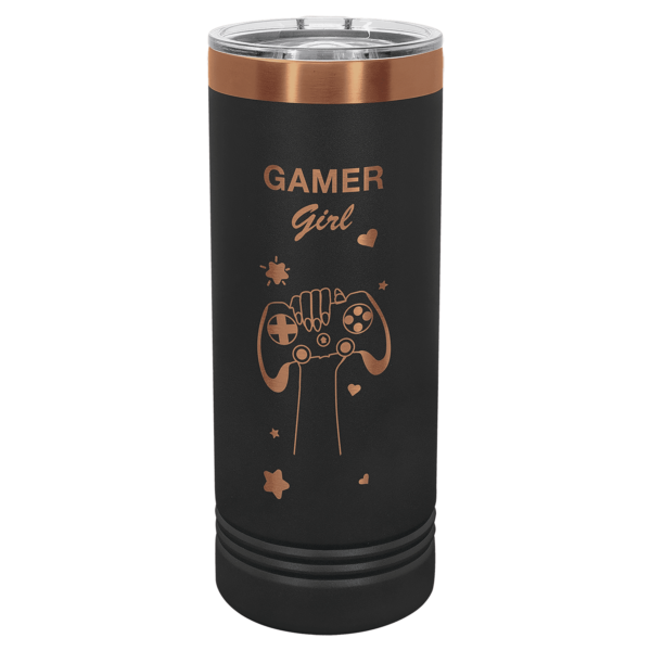 Polar Camel 22 oz. Black/Rose Gold ION-Plated Skinny Tumbler with Slider Lid - LTM7050