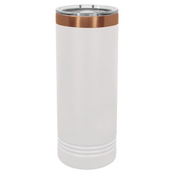 Polar Camel 22 oz. White/Rose Gold ION-Plated Skinny Tumbler with Slider Lid - LTM7051 - Image 2