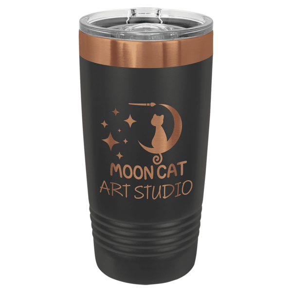 Polar Camel 20 oz. Black/Rose Gold ION-Plated Ringneck Tumbler with Slider Lid - LTM7290
