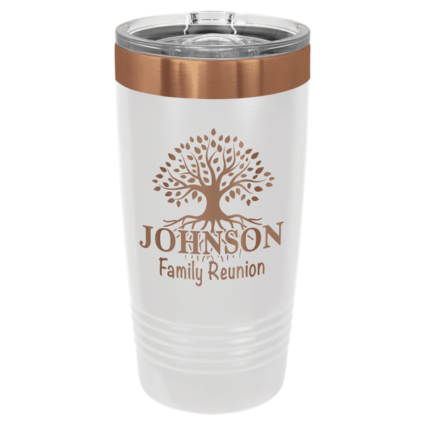 Polar Camel 20 oz. White/Rose Gold ION-Plated Ringneck Tumbler with Slider Lid - LTM7291