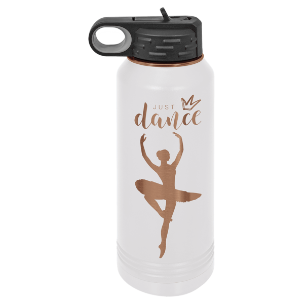 Polar Camel 32 oz. White/Rose Gold ION-Plated Water Bottle - LWB241