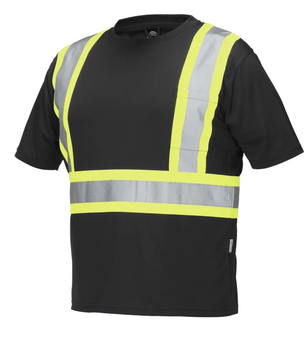 Hi Vis Crew Neck Short Sleeve Safety Tee Shirt with Chest Pocket - 022-CBECSA - Image 3