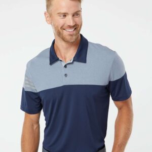 Adidas - Heathered 3-Stripes Colorblocked Polo - A213