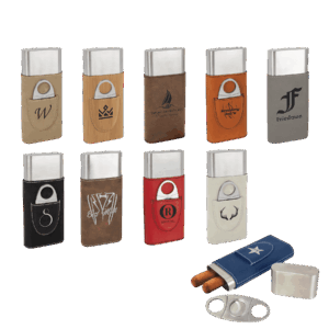 Laserable Leatherette Cigar Case with Cutter - GFT1000SET3