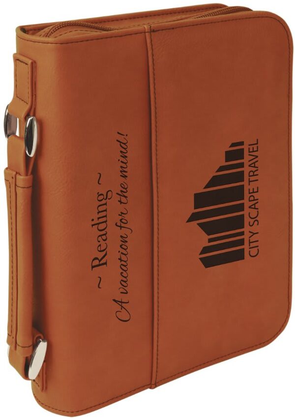 6 3/4" x 9 1/4" Rawhide Leatherette Book/Bible Cover with Handle & Zipper - GFT288