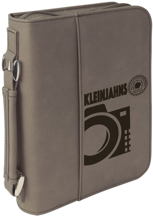 6 3/4" x 9 1/4" Gray Leatherette Book/Bible Cover with Handle & Zipper - GFT413