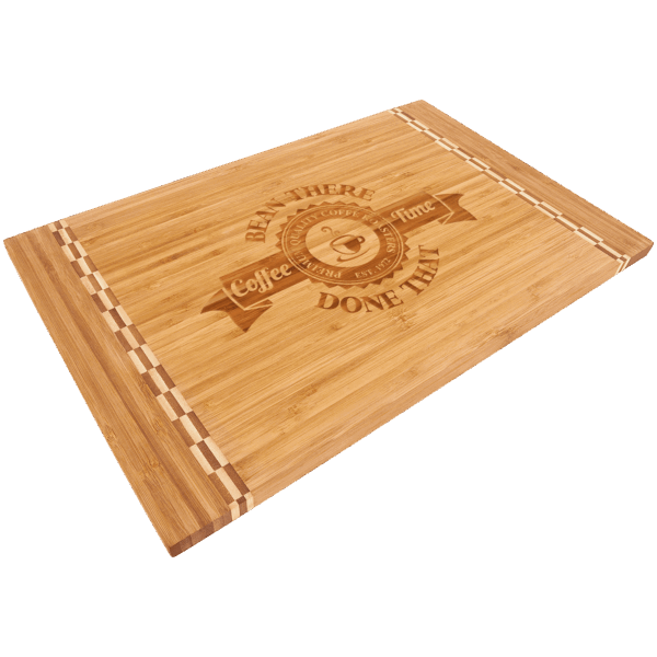 18 1/4" x 12" Bamboo Cutting Board with Butcher Block Inlay - GFT472 - Image 3