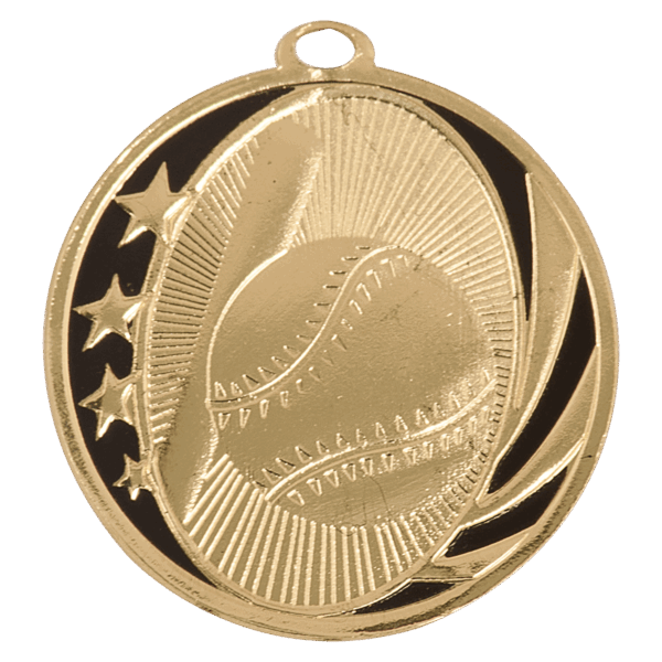 2" Bright Gold Baseball/Softball Laserable MidNite Star Medal - MS701G