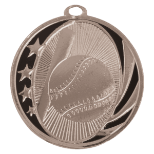 2" Bright Silver Baseball/Softball Laserable MidNite Star Medal - MS701S