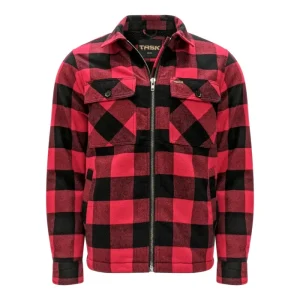 Men's Sherpa Lined Flannel Jacket with Zip Closure - TK-1783
