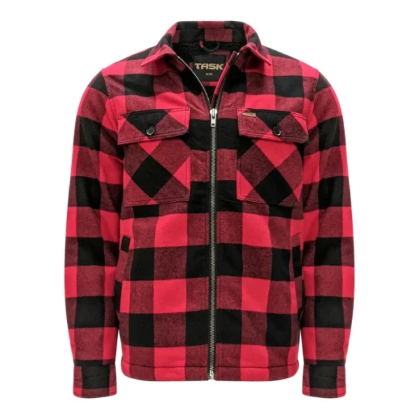 Men's Sherpa Lined Flannel Jacket with Zip Closure - TK-1783