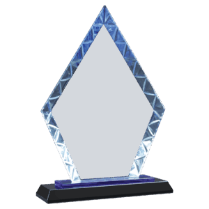 9" Clear Diamond Accent Glass on Blue & Black Reflective Base - ACG13BU