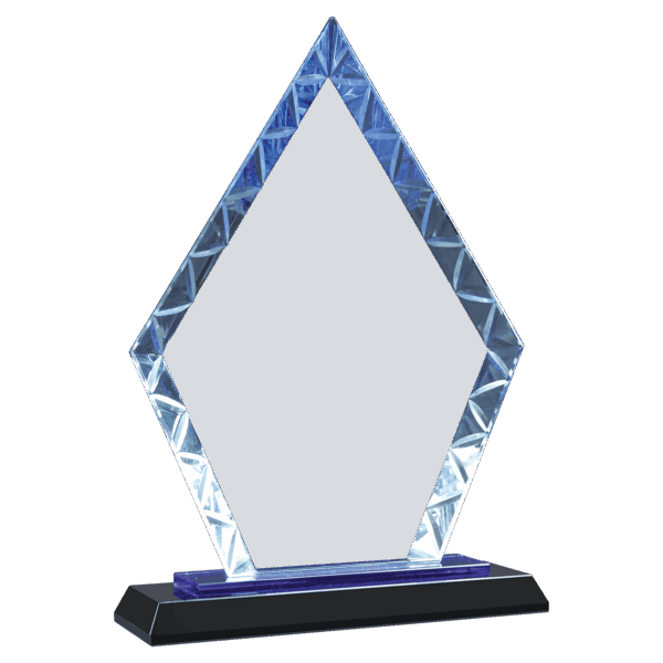 9" Clear Diamond Accent Glass on Blue & Black Reflective Base - ACG13BU