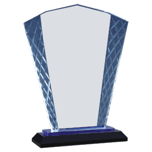 8" Clear Fan Accent Glass on Blue & Black Reflective Base - ACG21BU