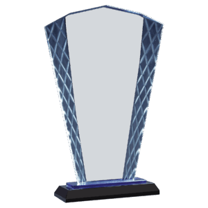 9 1/2" Clear Fan Accent Glass on Blue & Black Reflective Base - ACG23BU