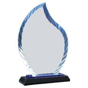 8" Clear Flame Accent Glass on Blue & Black Reflective Base - ACG31BU